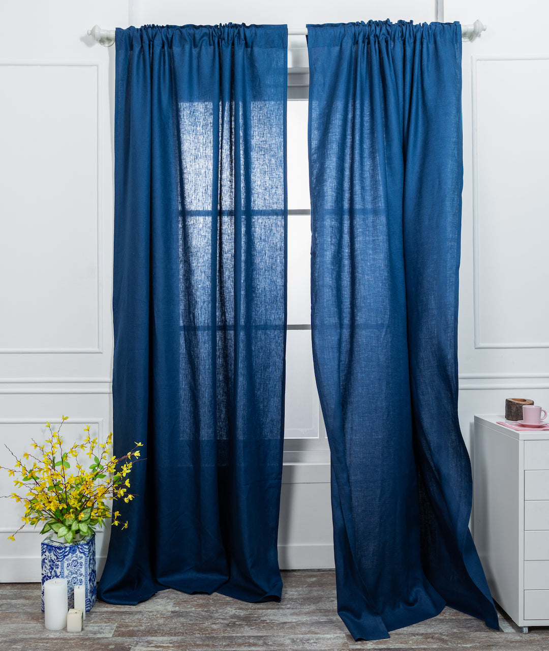 Navy Blue Linen Curtain | 1 Panel