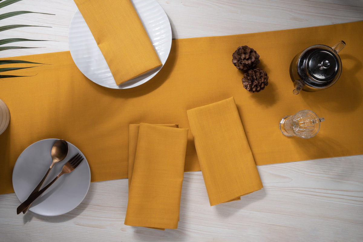 Mustard Linen Textured Dinner Napkins 20 x 20 Inch Set of 4 - Mitered Corner