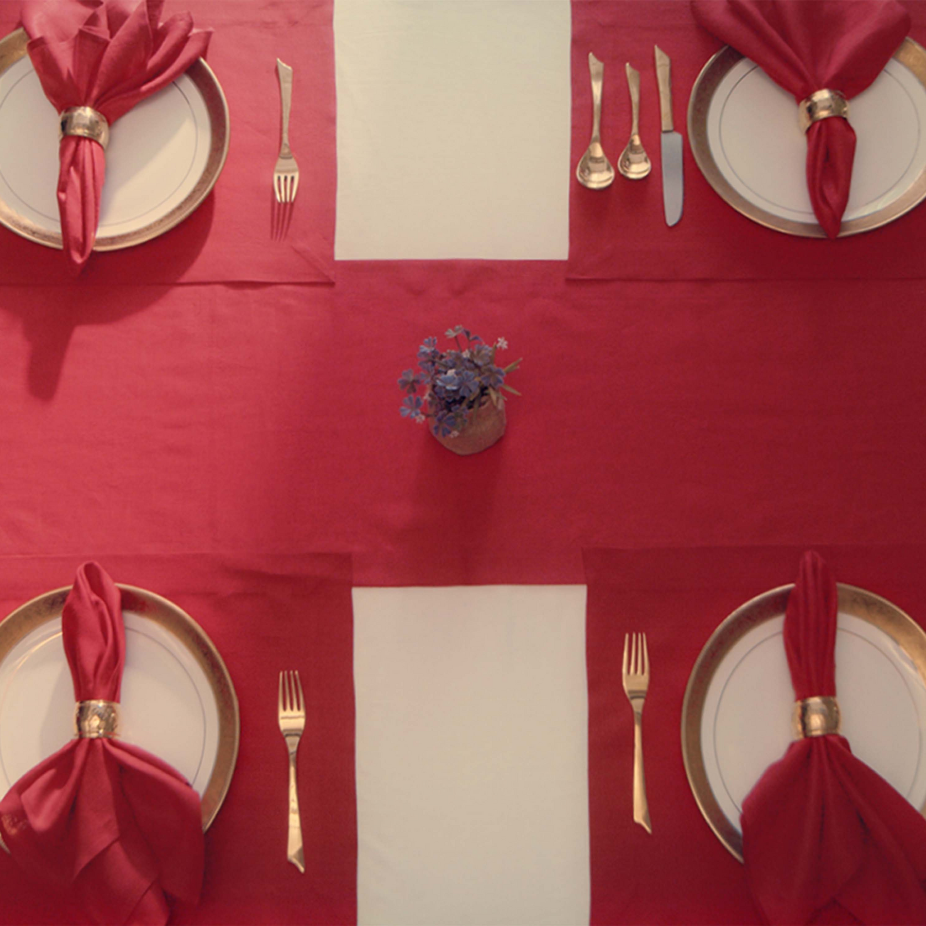 Light Red Linen Dinner Napkins 18 x 18 Inch Set of 4 - Hemmed