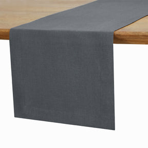Charcoal Grey Linen Table Runner - Hemmed