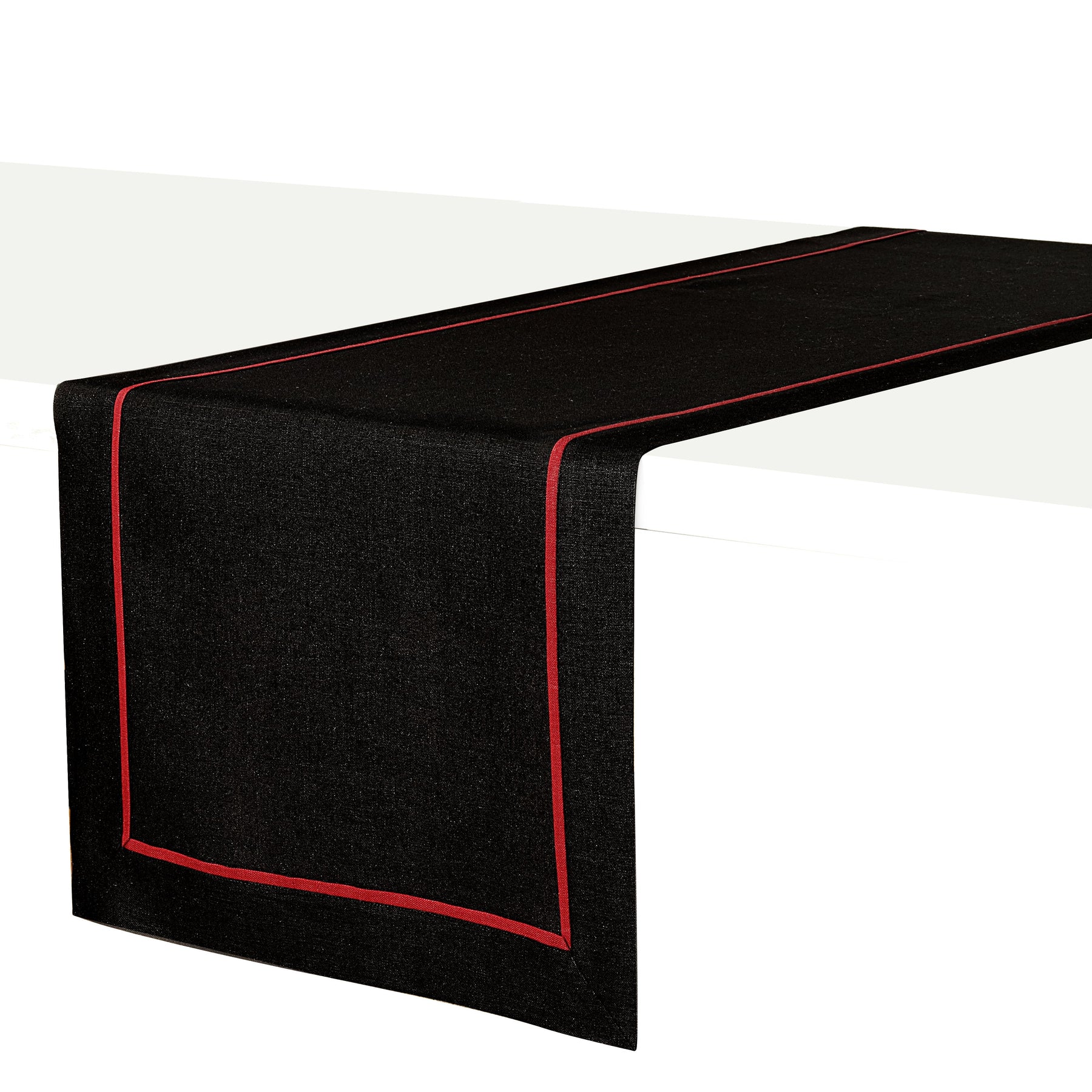 Reversible Linen Table Runner - Black & Red