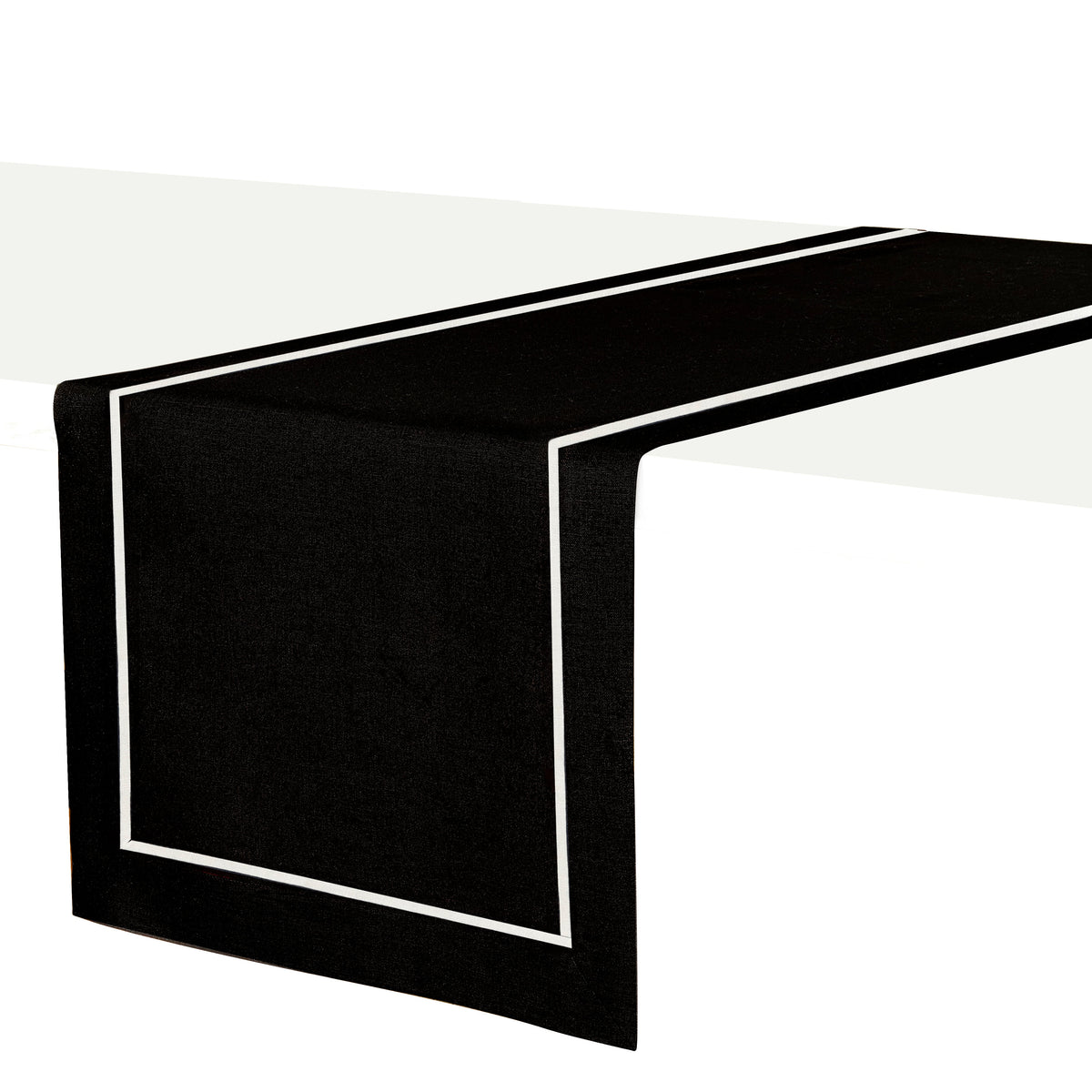 Black & White Linen Table Runner - Reversible
