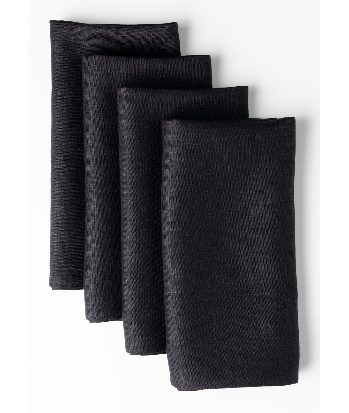 Black Linen Dinner Napkins 18 x 18 Inch Set of 4 - Hemmed