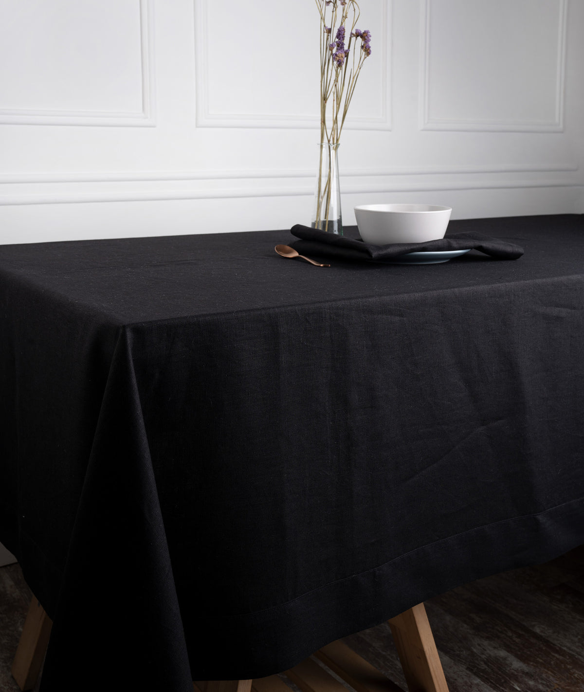 Black Linen Tablecloth - Hemmed