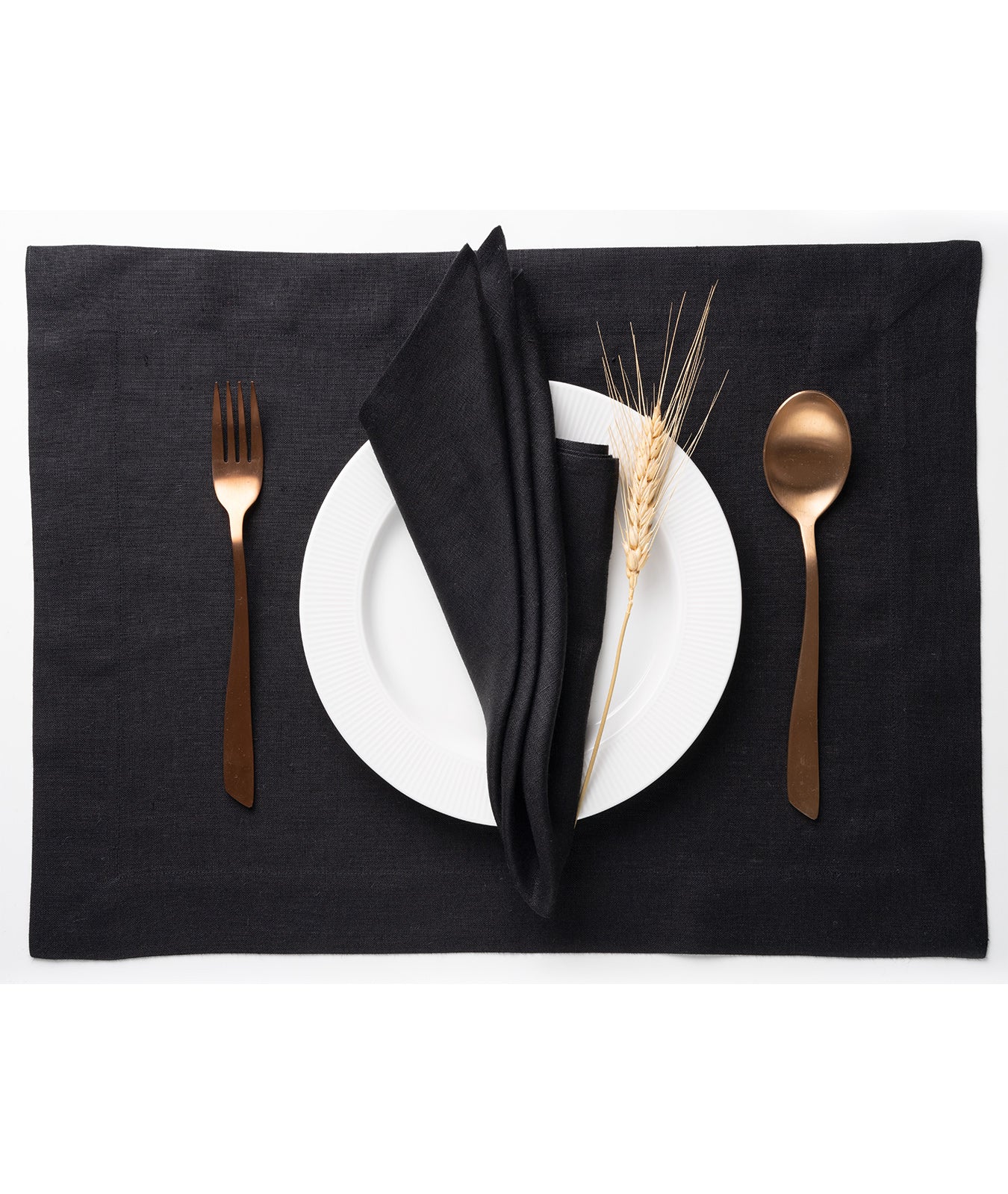 Black Linen Dinner Napkins 18 x 18 Inch Set of 4 - Hemmed