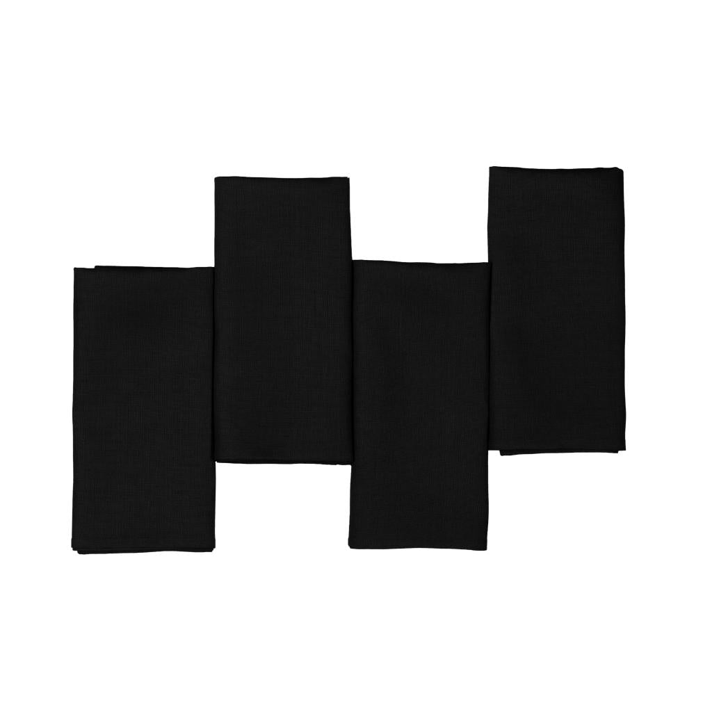 Black Linen Dinner Napkins 17 x 17 Inch Set of 4 - Hemmed