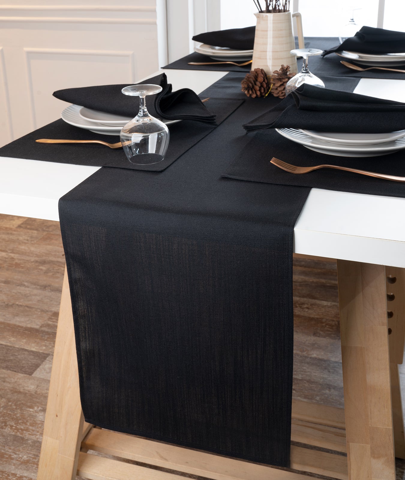Black Recycled Polyester Table Runner