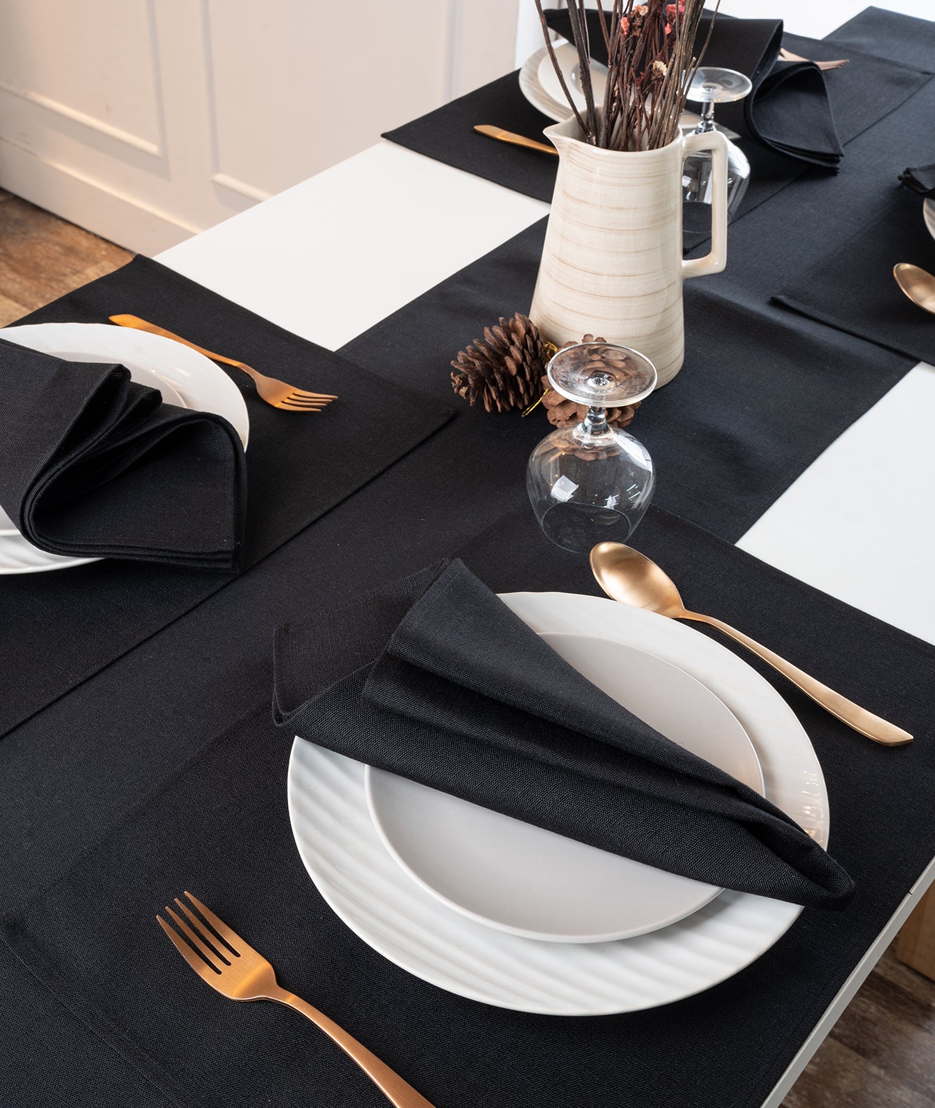 Black Recycled Polyester Table Runner