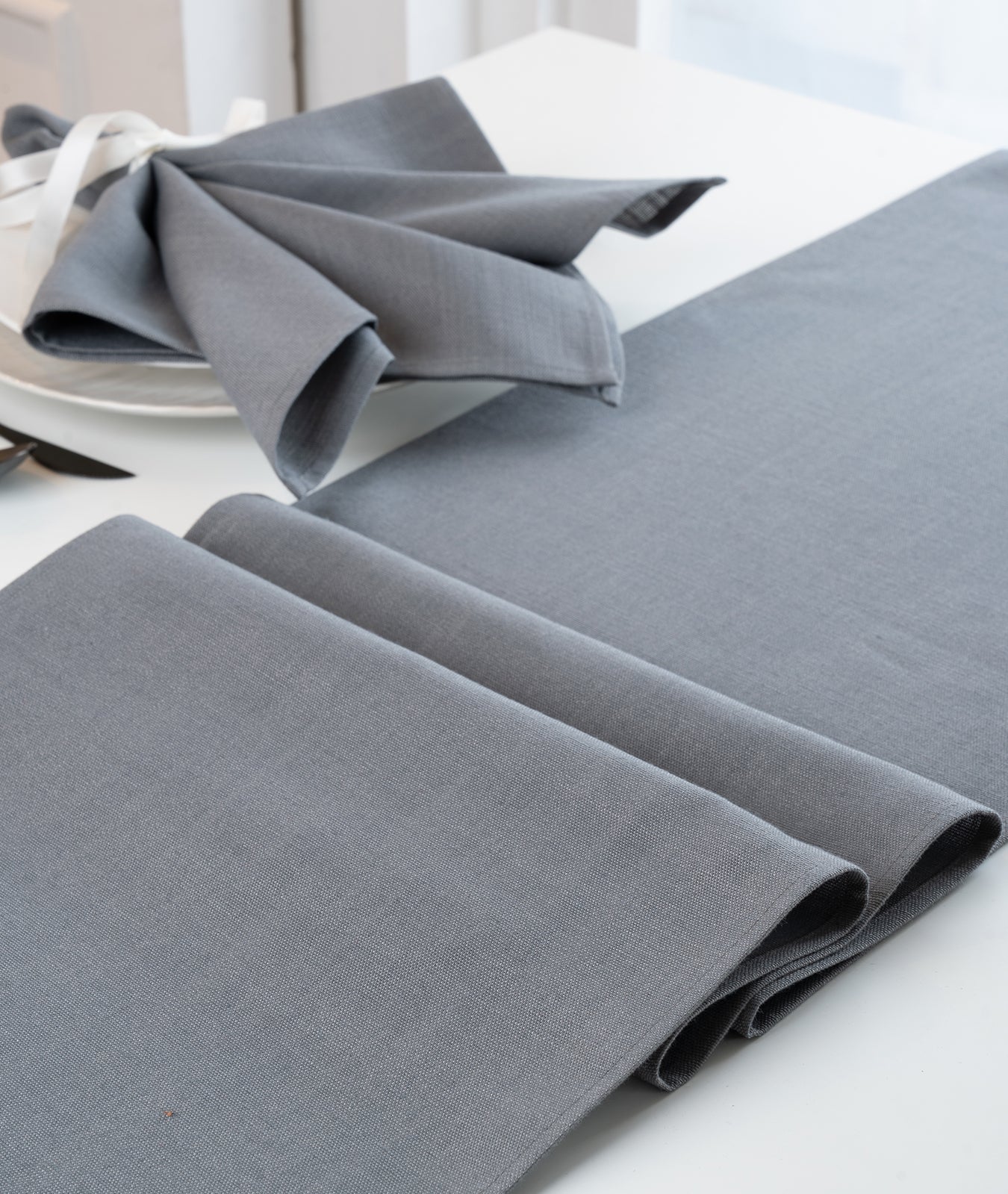 Recycled Polyester Table Runner Charcoal Grey
