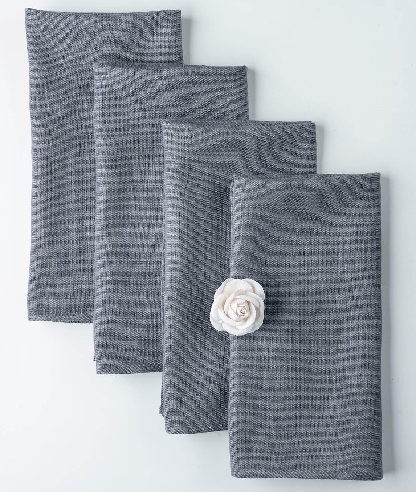 Charcoal Grey Linen Textured Dinner Napkins 20 x 20 Inch Set of 4 - Plain