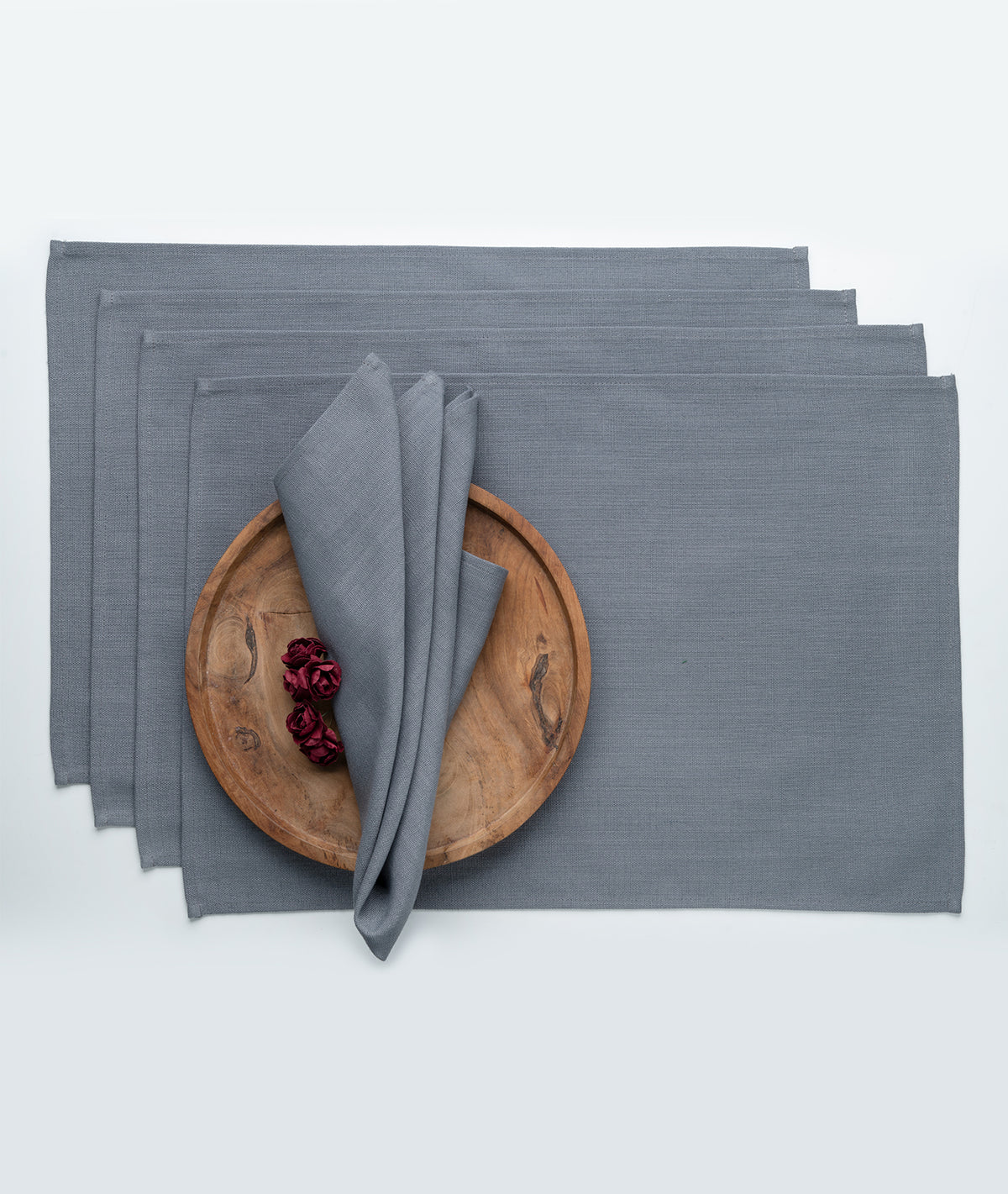 Charcoal Grey Linen Textured Placemats 13 x 18 Inch Set of 4 - Plain