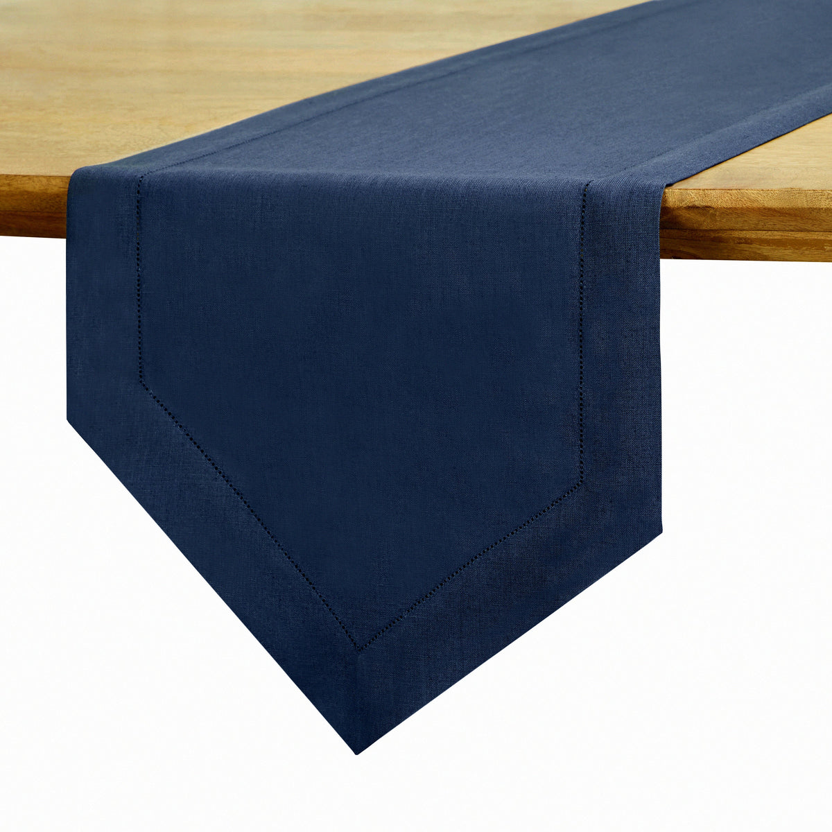 Navy Blue Linen Table Runner - Diamond
