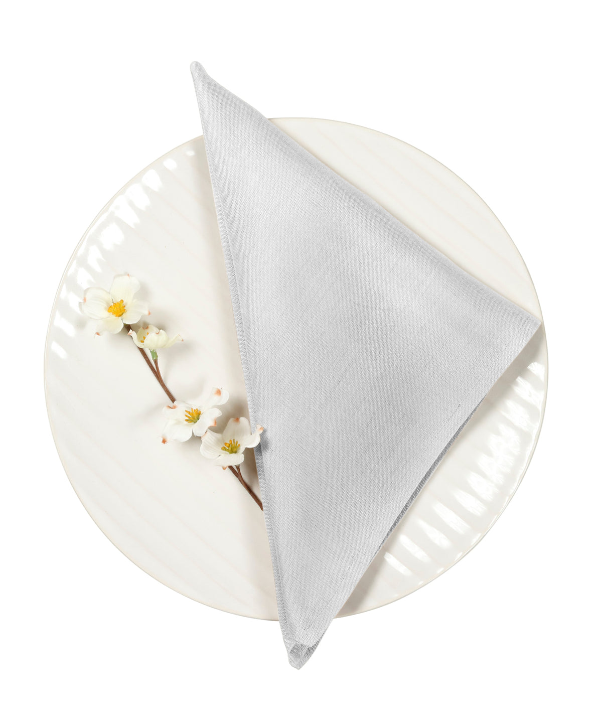 Silver Grey Linen Dinner Napkin 18 x 18 Inch Set of 4 - Hemmed