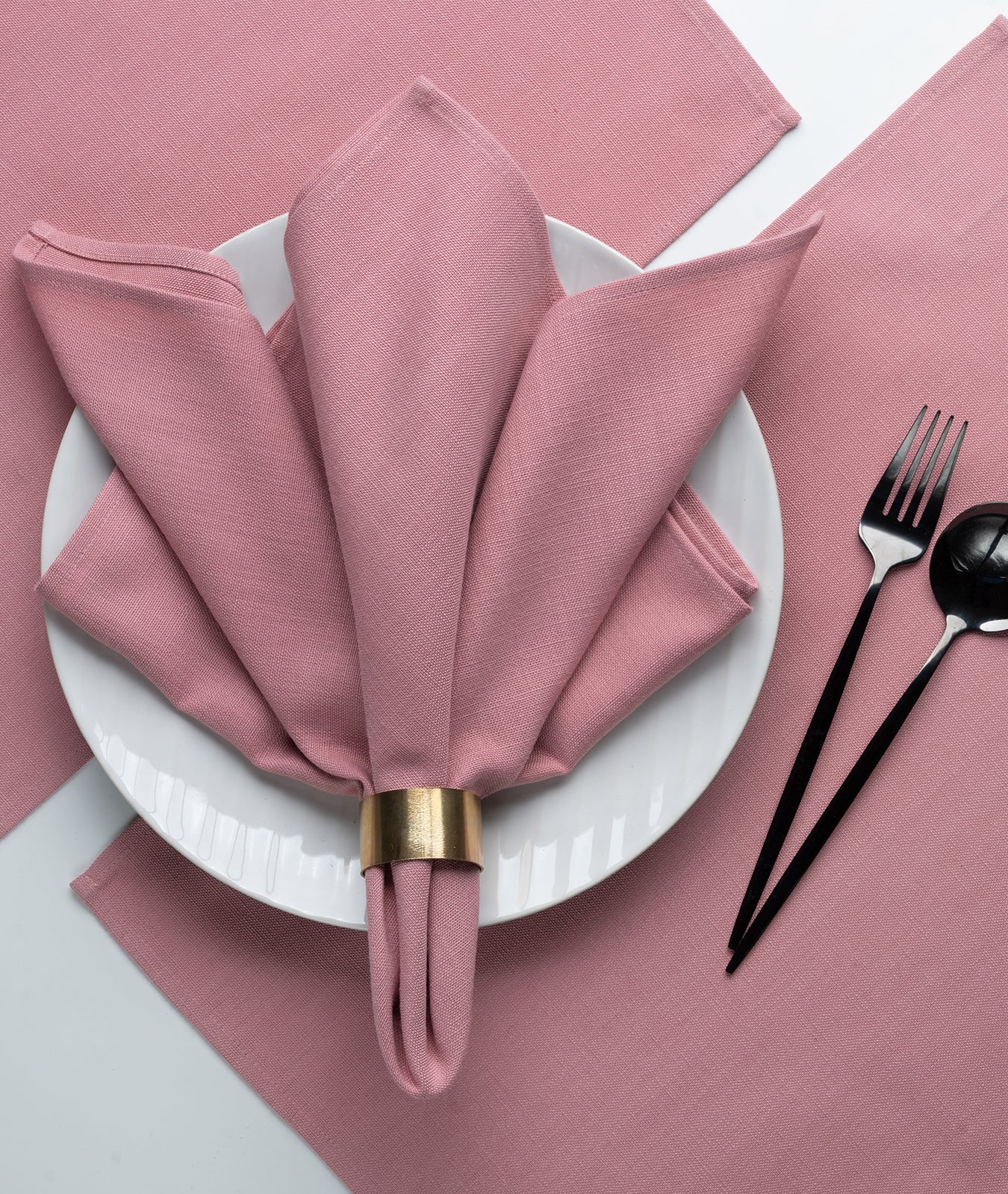 Dusty Pink Linen Textured Dinner Napkins 20 x 20 Inch Set of 4 - Plain