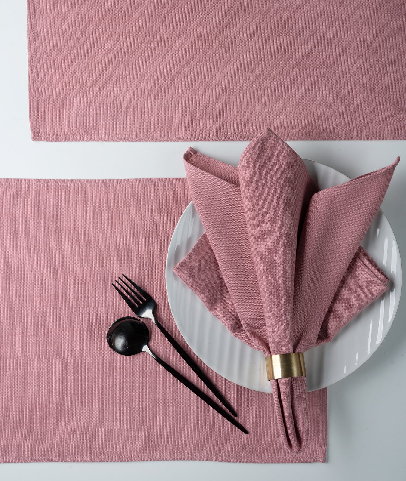Dusty Pink Linen Textured Placemats 13 x 18 Inch Set of 4 - Plain