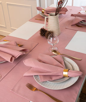 Dusty Pink Linen Textured Table Runner - Plain