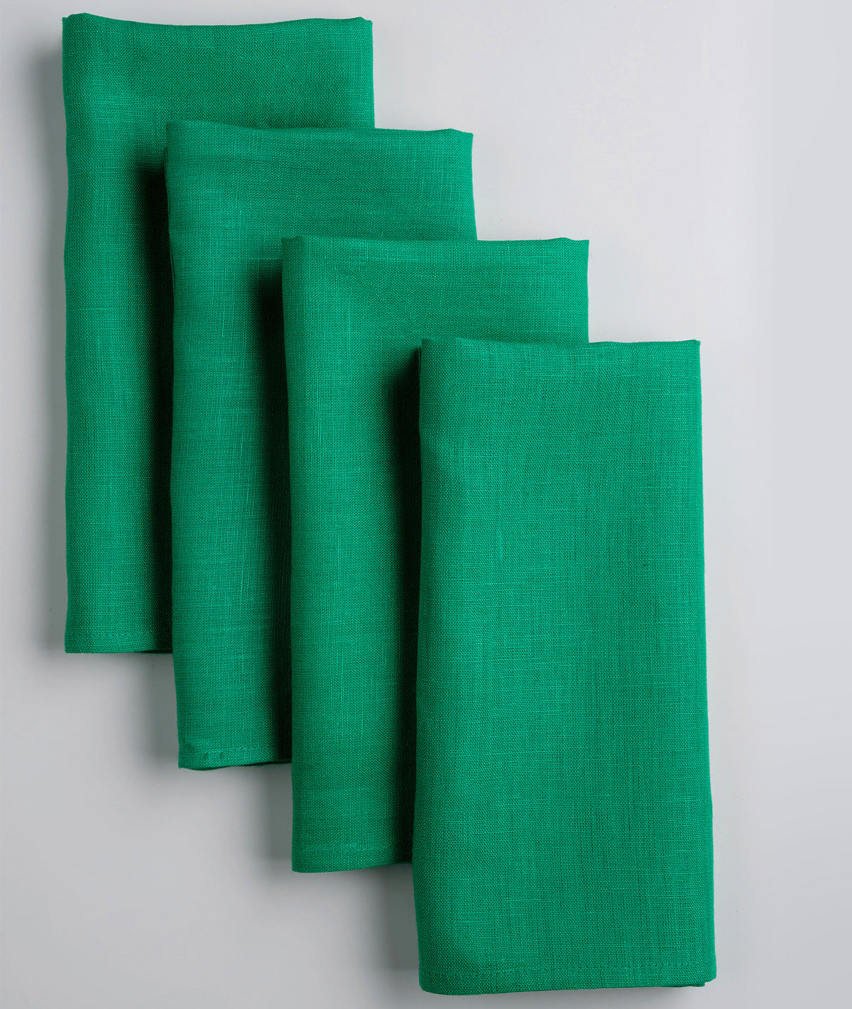 Kelly Green Linen Dinner Napkins 18 x 18 Inch Set of 4 - Hemmed