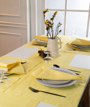 Lemon Yellow Linen Table Runner - Hemstitch