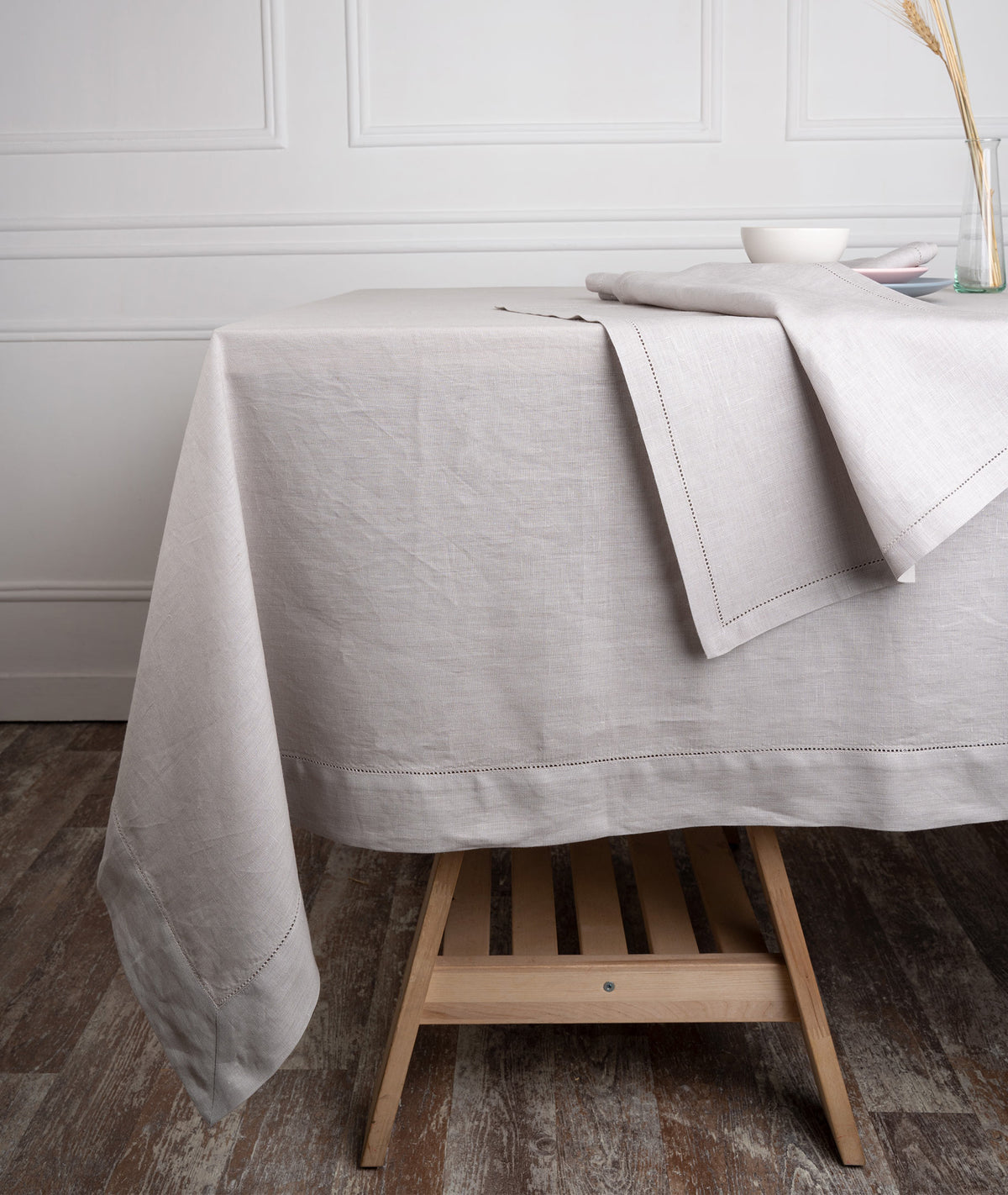 Silver Grey Linen Tablecloth - Hemstitch