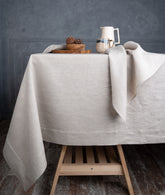 Vintage Natural Linen Tablecloth - Hemmed