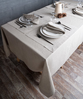 Vintage Natural Linen Tablecloth - Hemmed