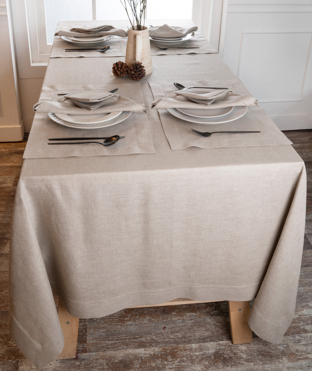 Natural Linen Tablecloth - Hemstitch