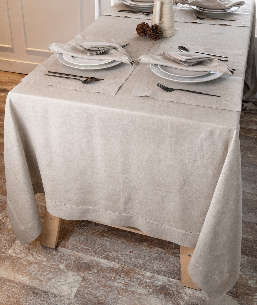 Natural Linen Tablecloth - Hemstitch