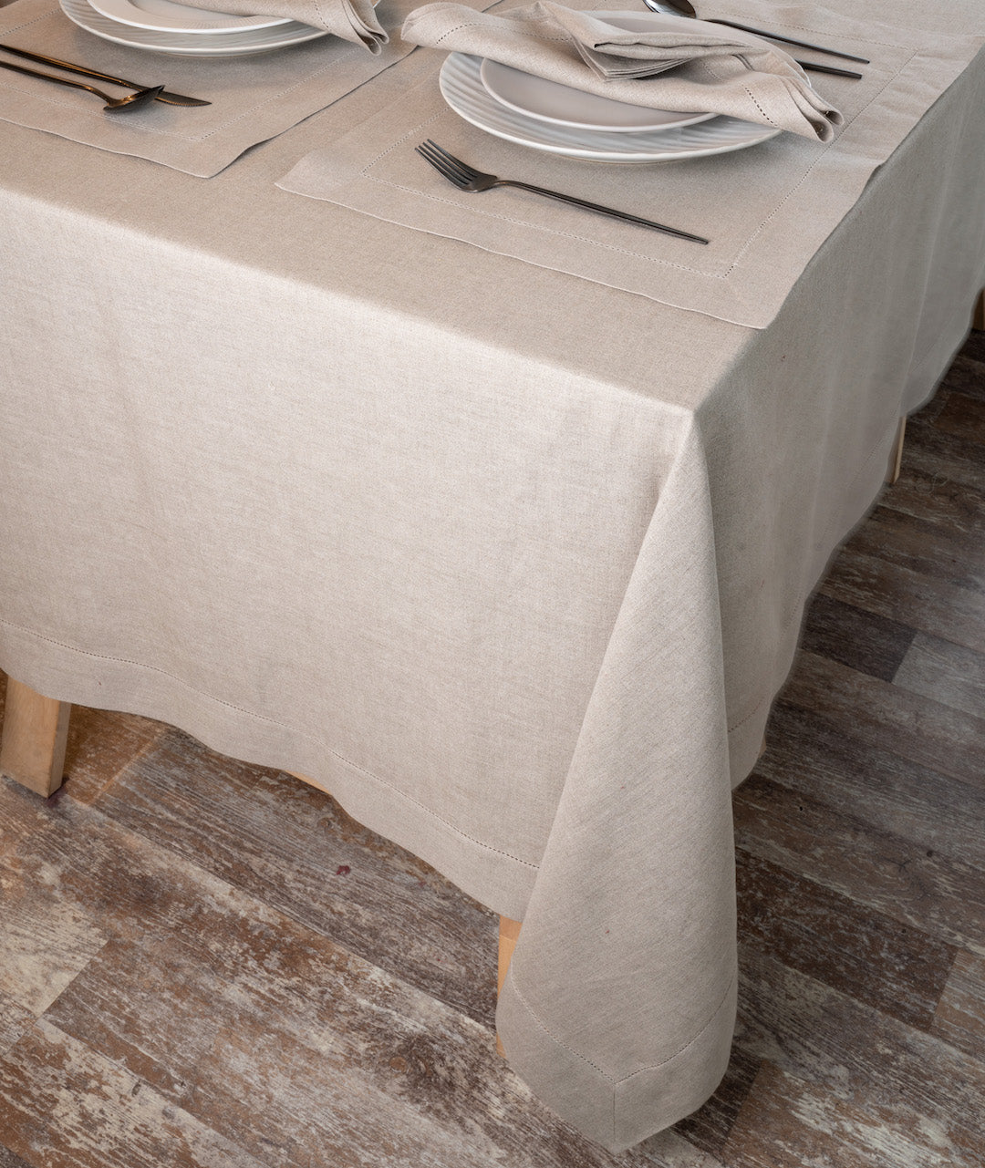 Natural Linen Tablecloth - Hemstitch