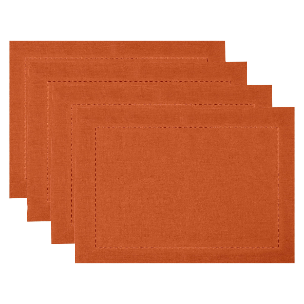 Rust Linen Placemats 14 x 19 Inch Set of 4 - Hemstitch