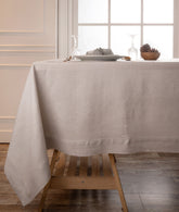 Silver Grey Linen Tablecloth - Hemmed