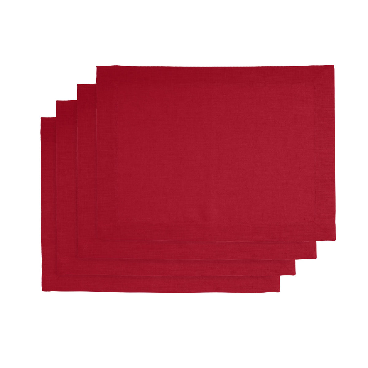 Light Red Linen Placemats 14 x 19 Inch Set of 4 - Hemmed