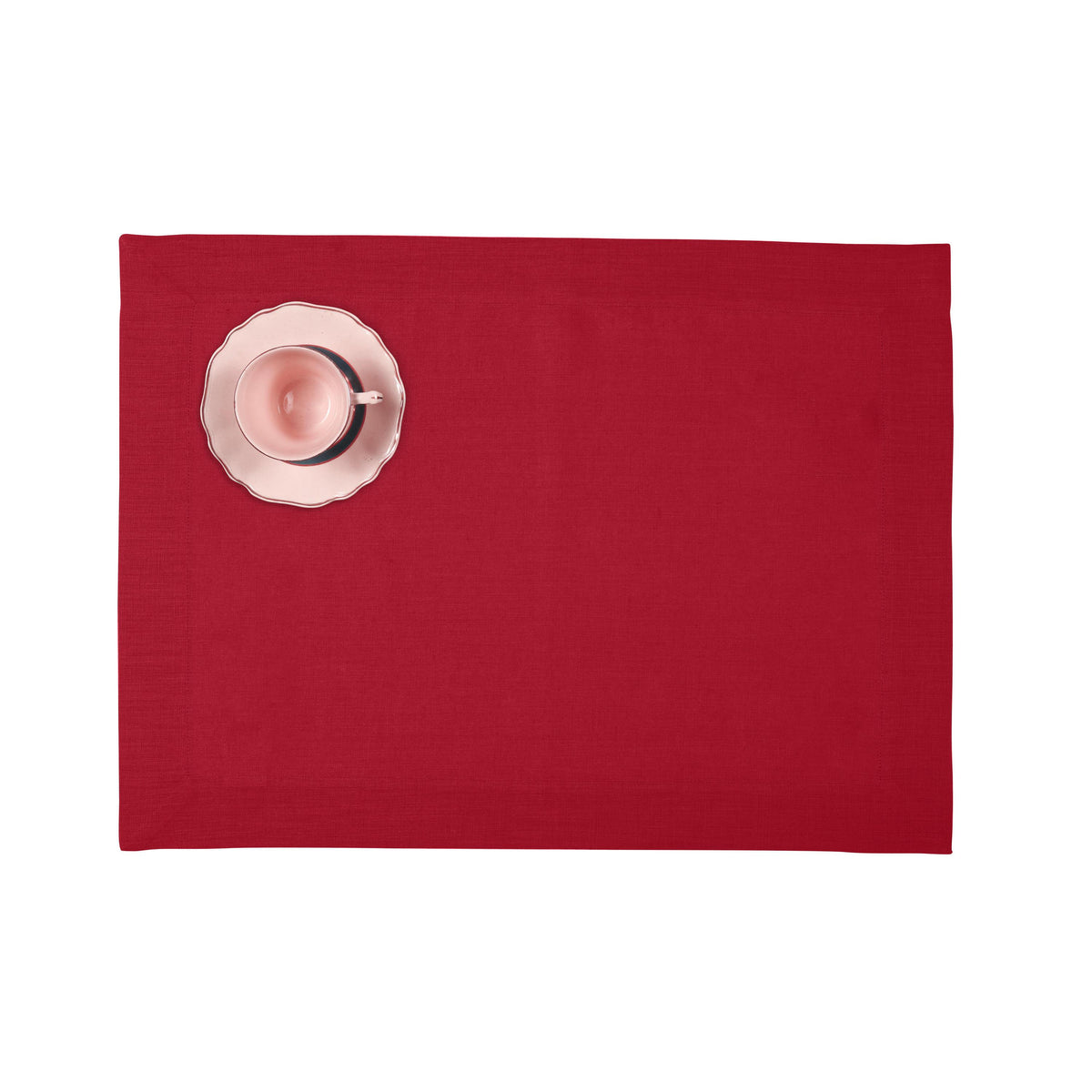 Light Red Linen Placemats 14 x 19 Inch Set of 4 - Hemmed