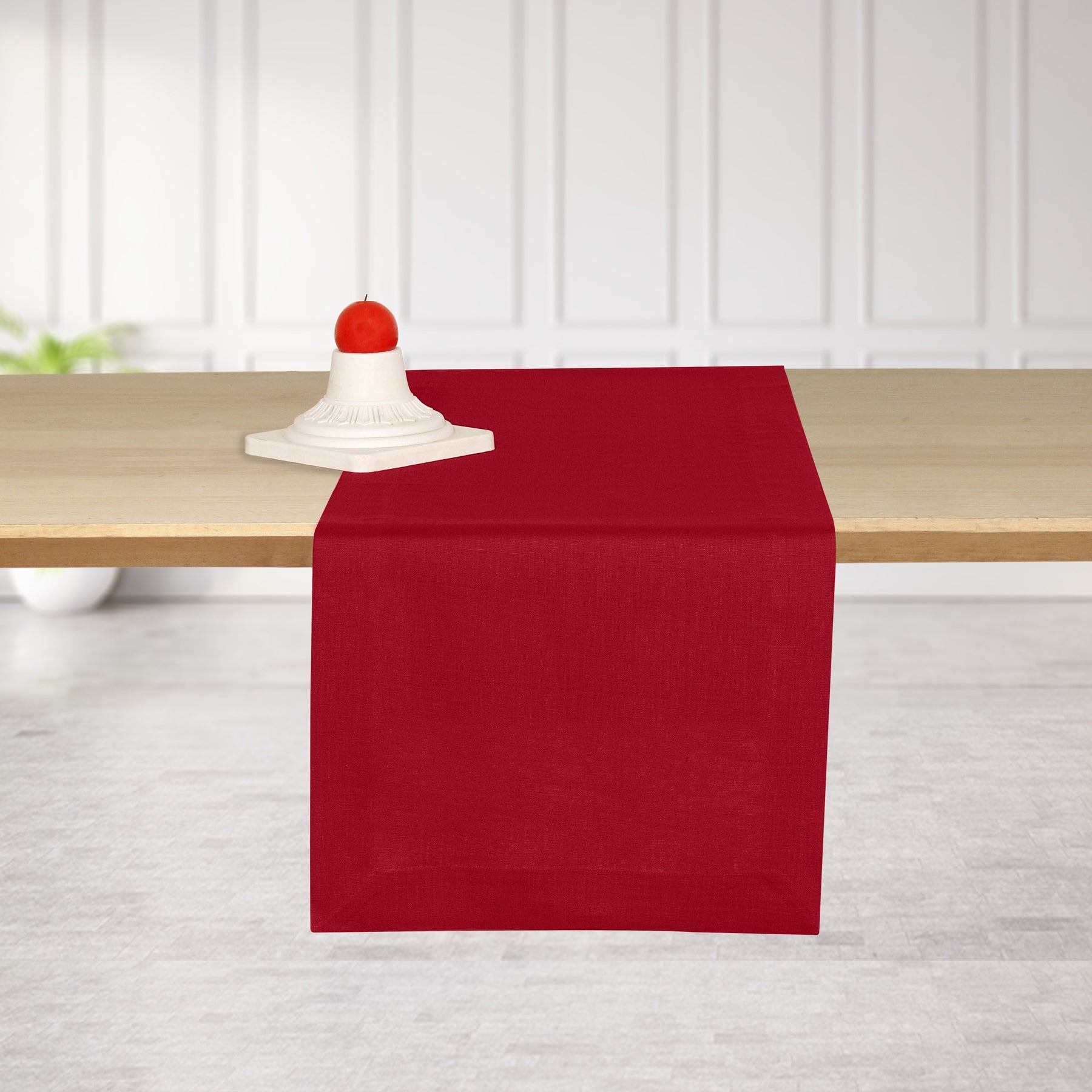 Divine Red Linen Table Runner - Hemmed