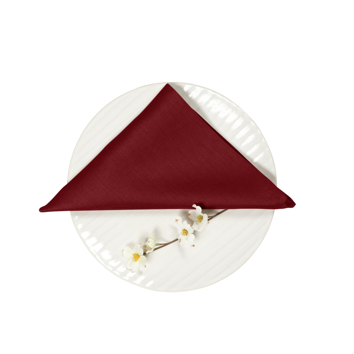 Dark Red Linen Dinner Napkins 18 x 18 Inch Set of 4 - Hemmed