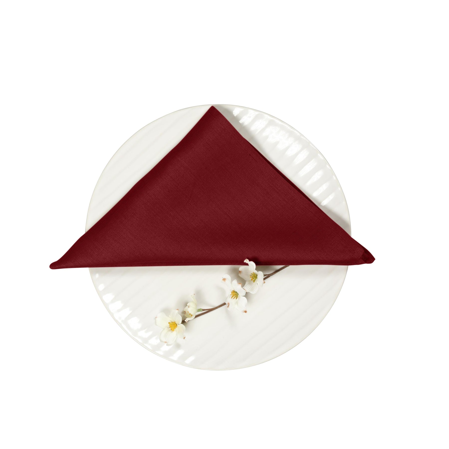 Red Garnet Linen Dinner Napkins 18” - Hemmed