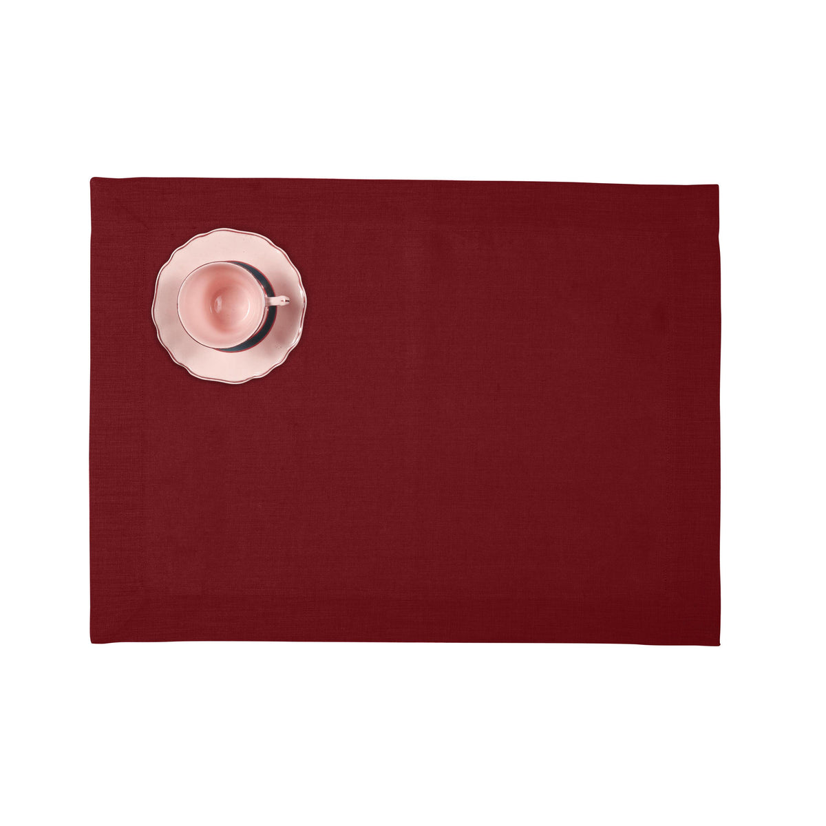 Dark Red Linen Placemats 14 x 19 Inch Set of 4 - Hemmed