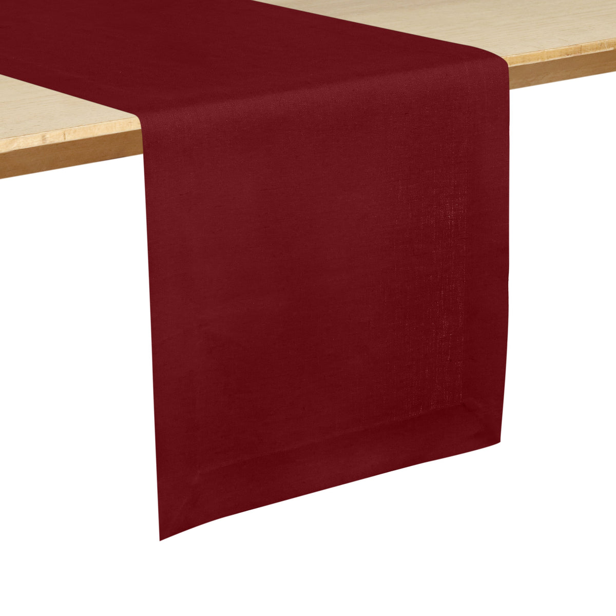 Dark Red Linen Table Runner - Hemmed