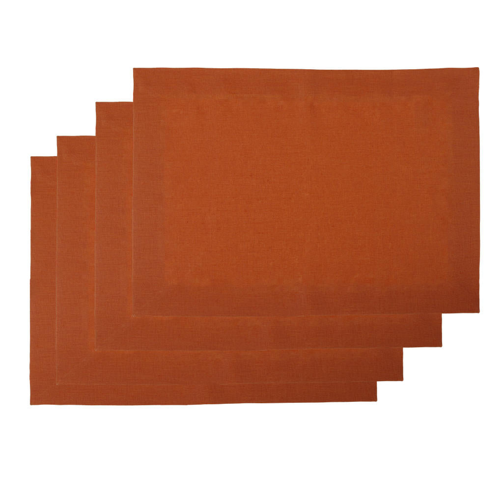 Rust Linen Placemats 14 x 19 Inch Set of 4 - Hemmed
