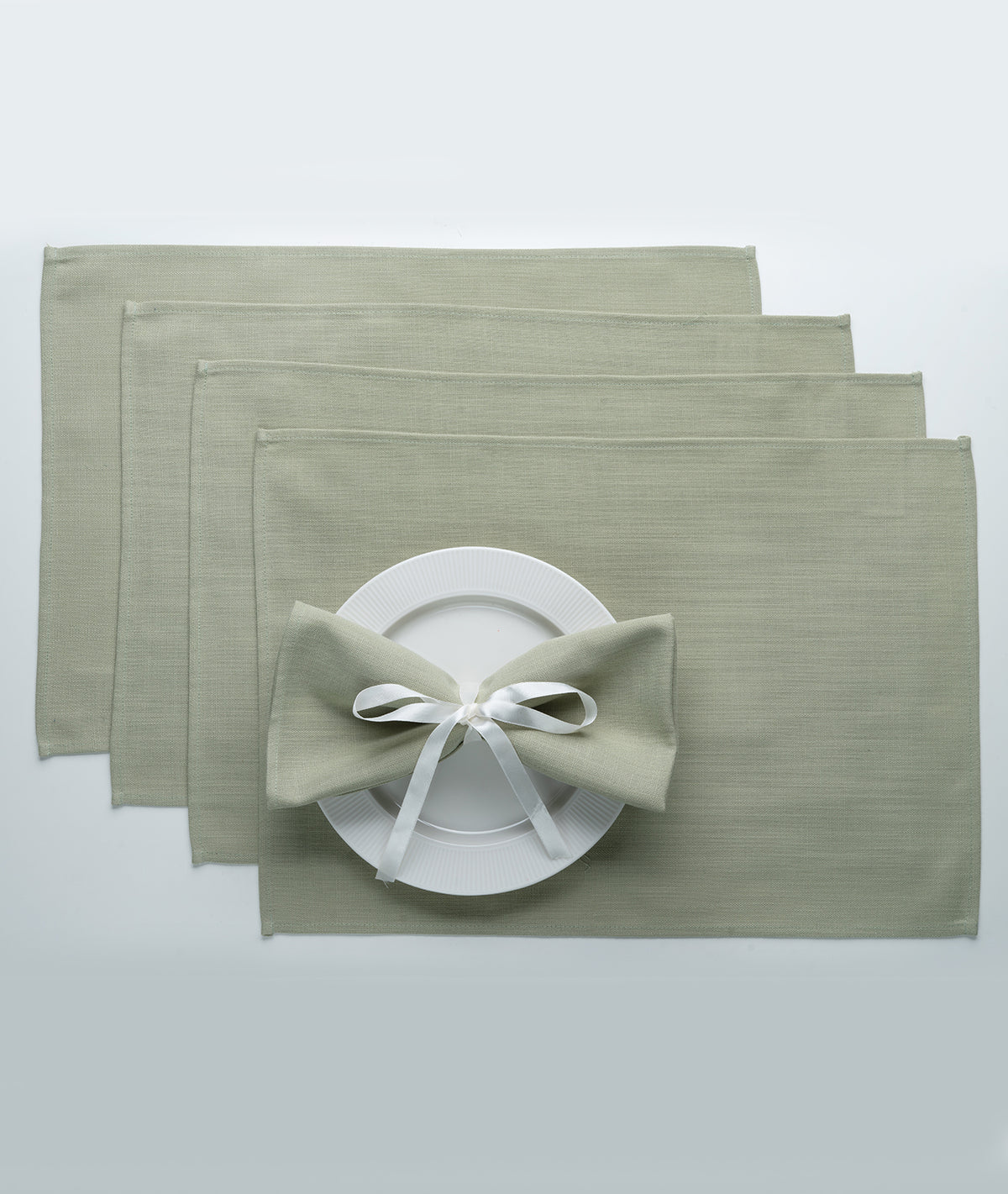 Sage Green Linen Textured Placemats 13 x 18 Inch Set of 4 - Plain