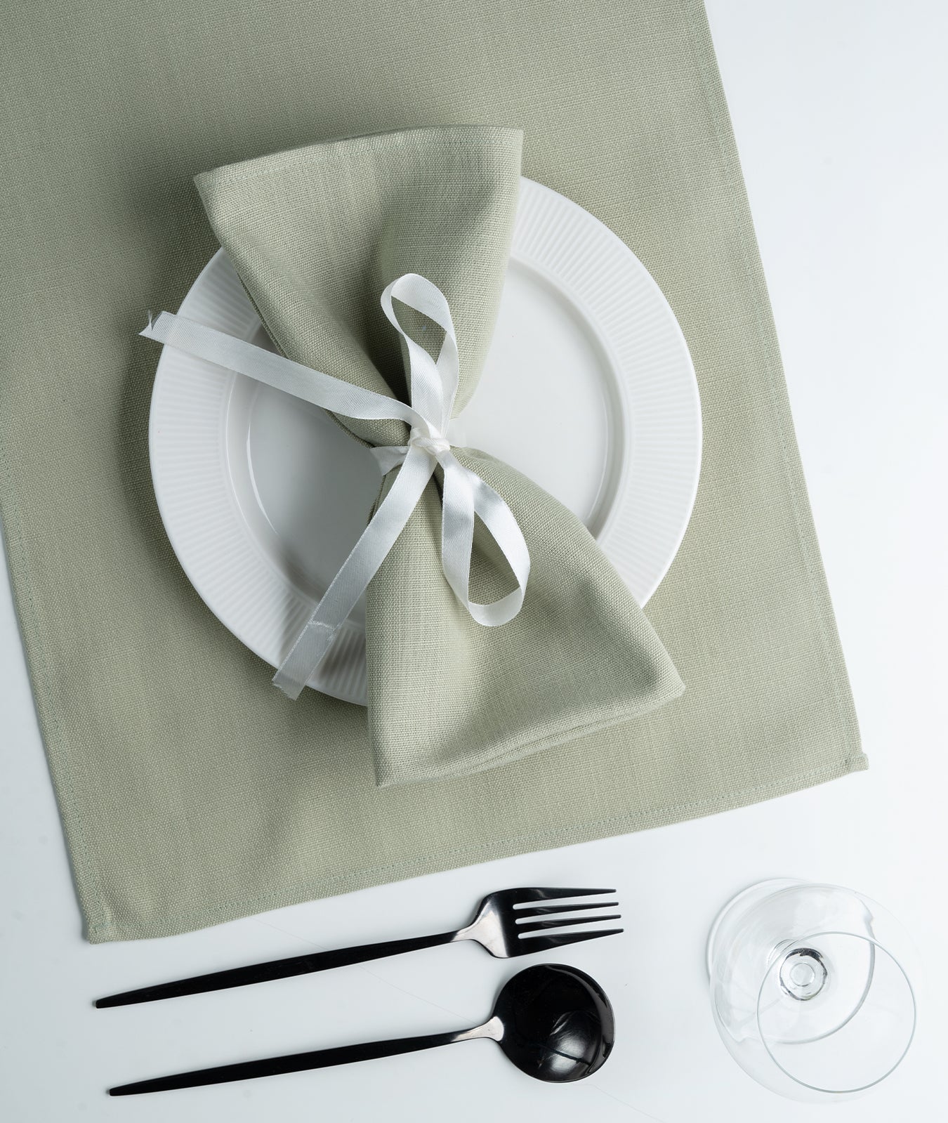 Sage Green Linen Textured Dinner Napkins 20 x 20 Inch Set of 4 - Plain