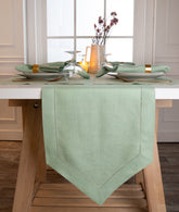 Diamond Linen Table Runner - Sage Green