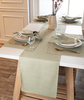 Sage Green Linen Textured Table Runner - Plain