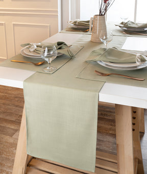 Sage Green Linen Textured Table Runner - Plain