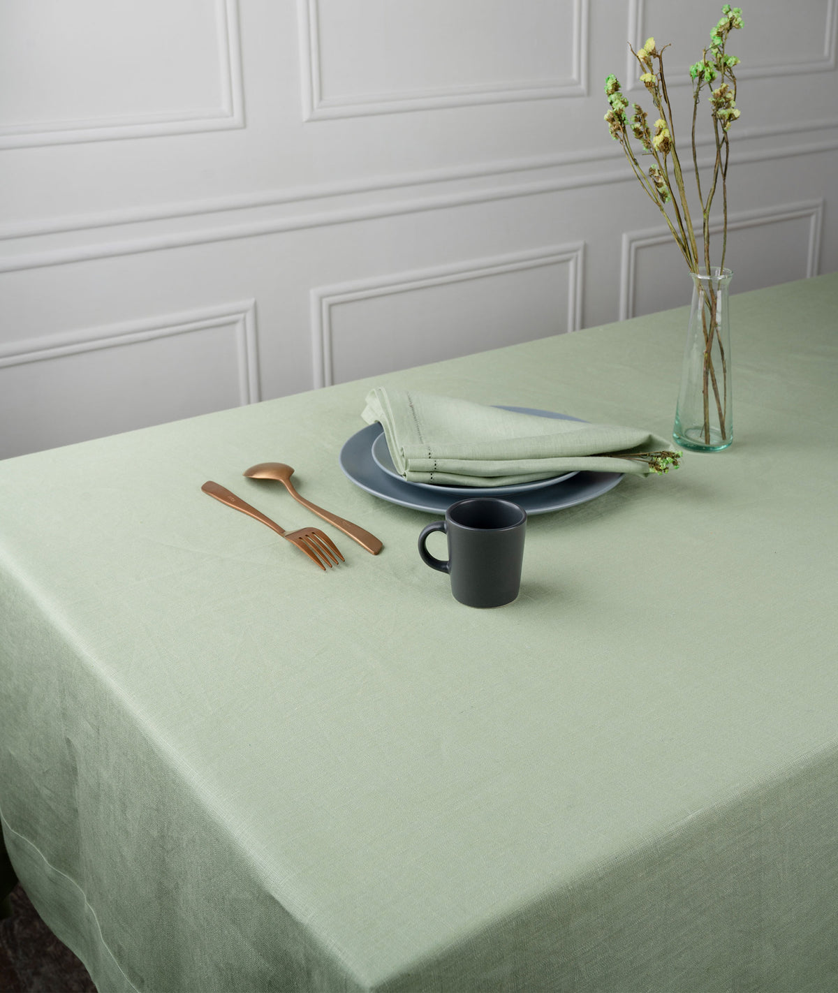 Sage Green Linen Tablecloth - Hemmed