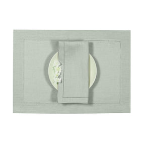 Sage Green Linen Placemats 14 x 19 Inch Set of 4 - Hemstitch