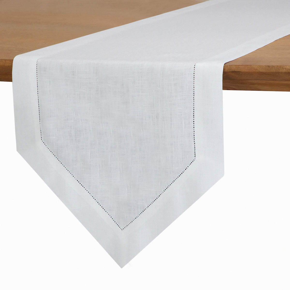White Linen Table Runner - Diamond