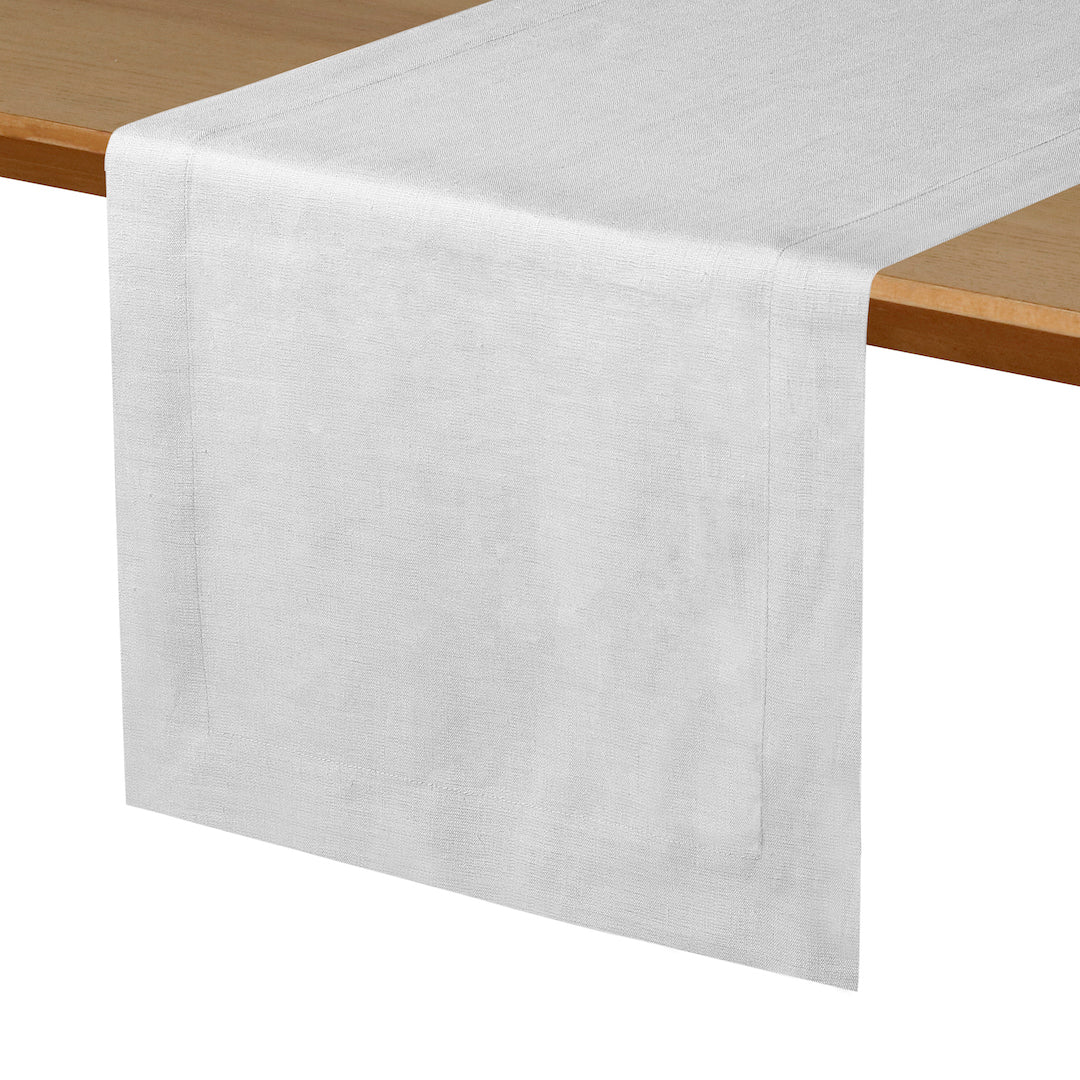 Silver Grey Linen Table Runner - Hemmed