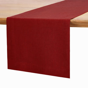 Dark Red Linen Table Runner - Hemmed