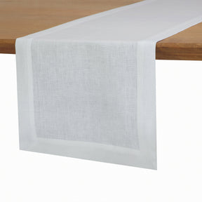 Snowy White Linen Table Runner - Hemmed