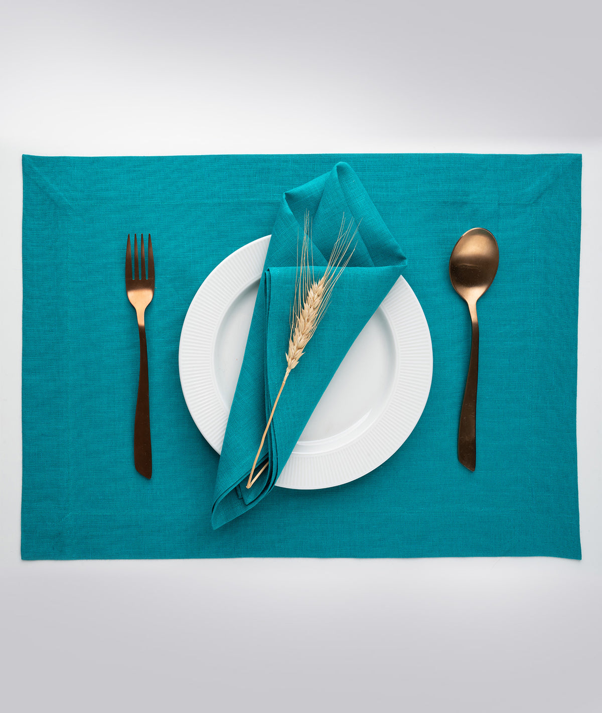 Teal Blue Linen Dinner Napkins 18 x 18 Inch Set of 4 - Hemmed